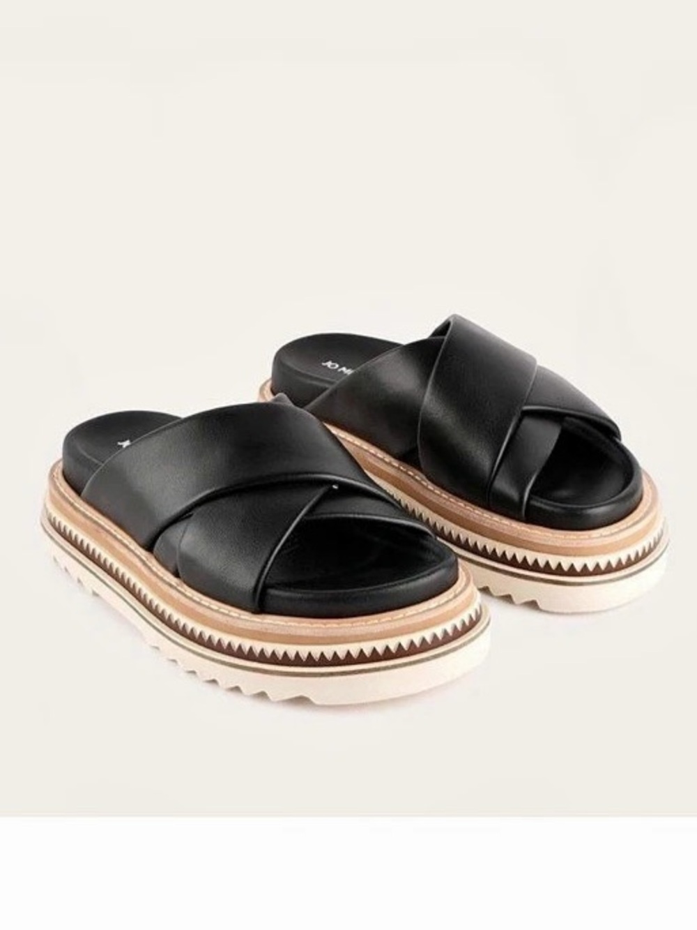 Jo Mercer Vinnie Flat Sandals Black & White EU 37 (US 7-7.5)
